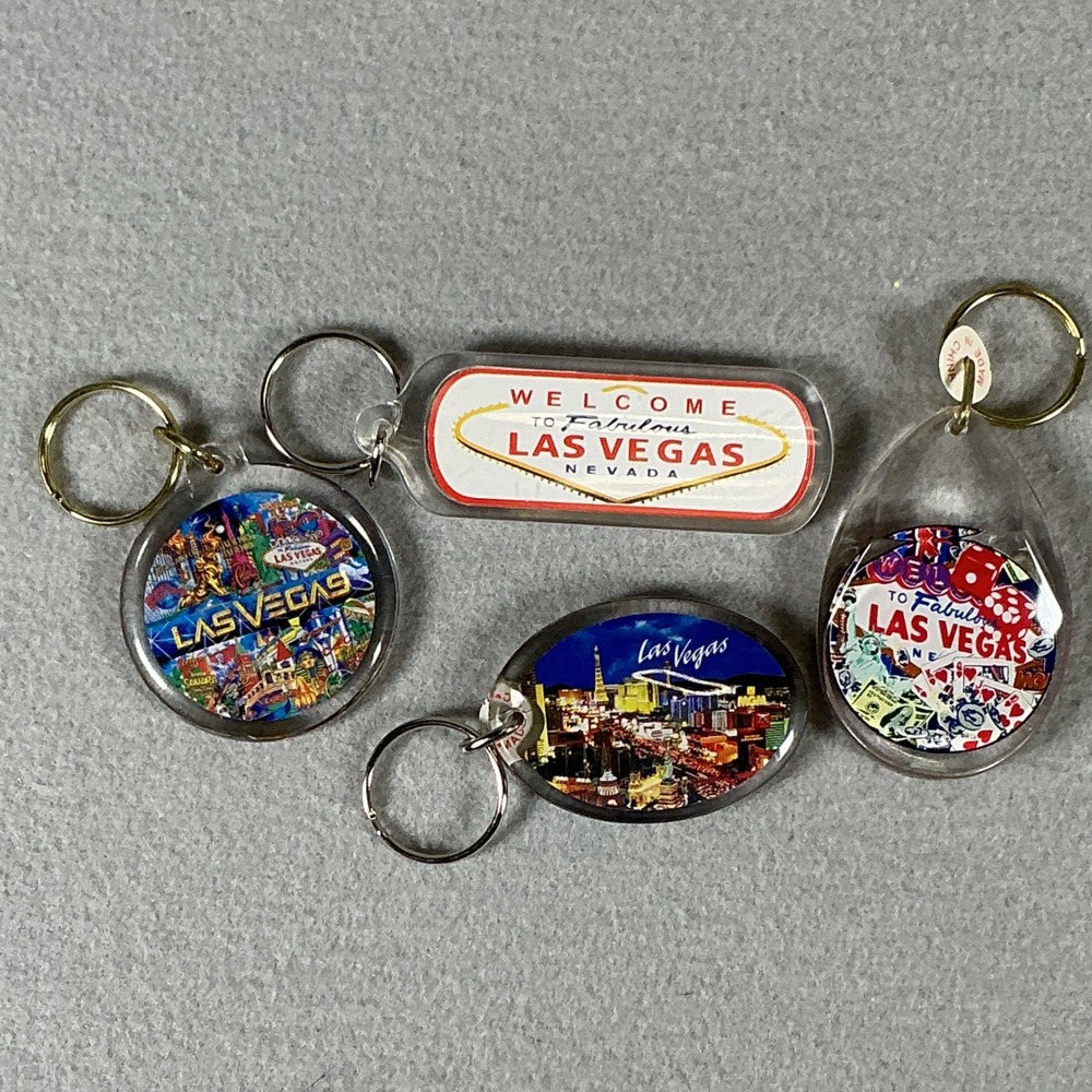 Las Vegas Keychain Lot 4pc Souvenir Casino‎ Strip Nevada Travel Key Ring